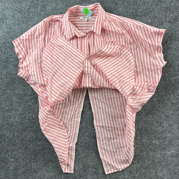 Madewell Button Up Shirt Adult Medium Women Top Pink White Stripe Lightweight - Picture 5 of 12